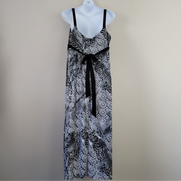 Vintage JBS Ltd. Size 24W Black & White Surplice V-Neck Self-Tie Maxi Dress NWT - Picture 3 of 6